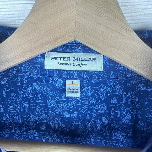 Peter Millar Men's Size L Polo Golf Shirt Casual Collared All Over Print - Picture 8 of 8